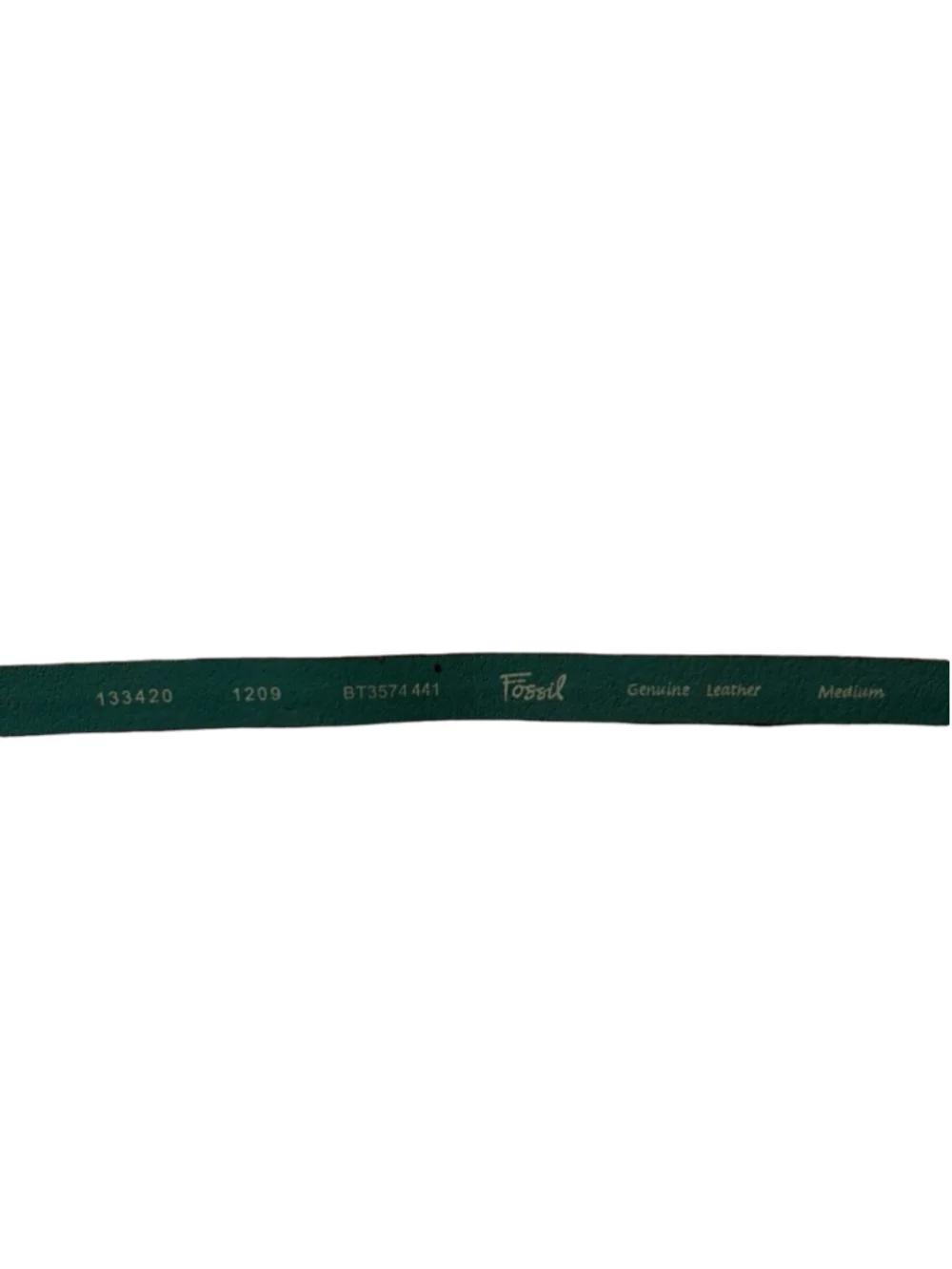 Fossil Teal Green Genuine Leather Braided Stitch Skinny Belt Medium Boho